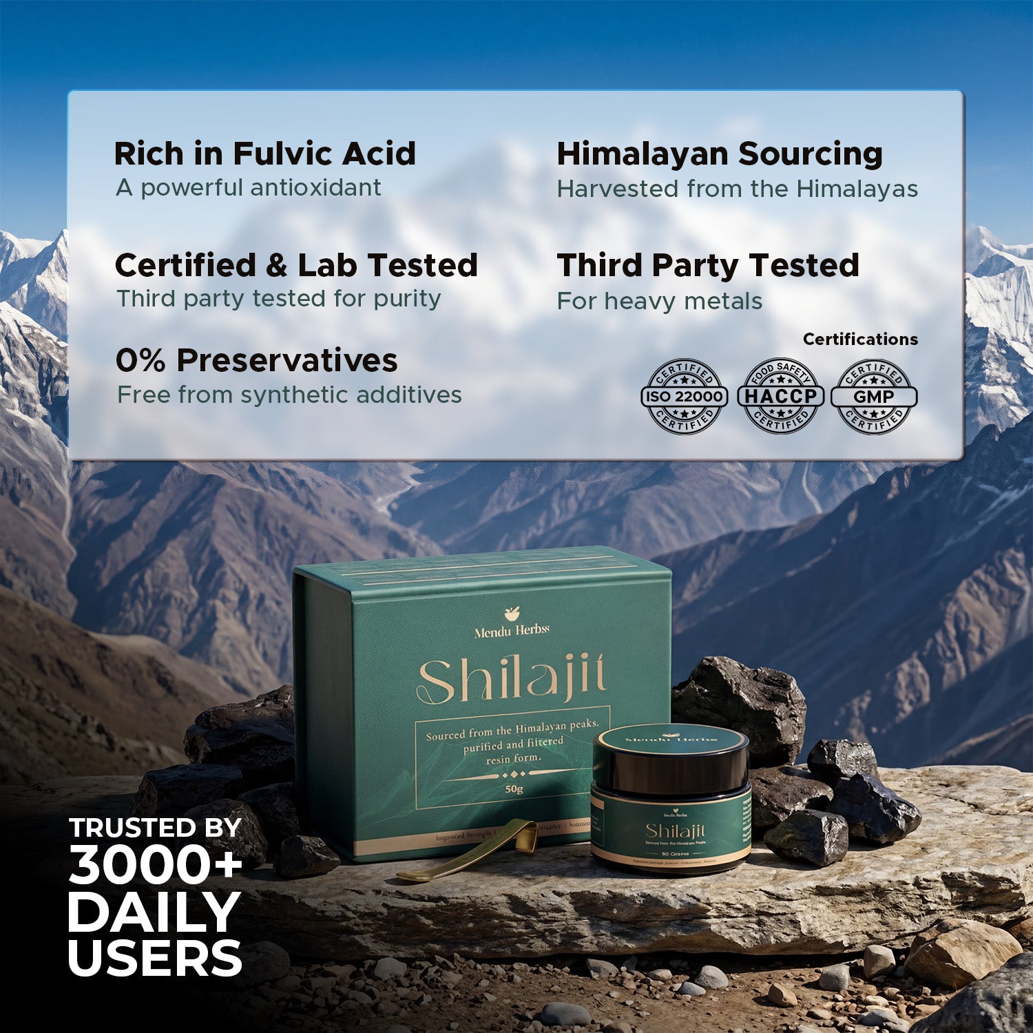 Mendu Herbs 100% Reines Shilajit Harz | 30 Gramm